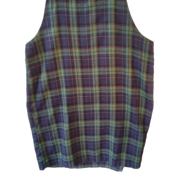 Romwe Plaid Overall Checkered Dress Size Large Green Dark Academia Preppy - Picture 7 of 14